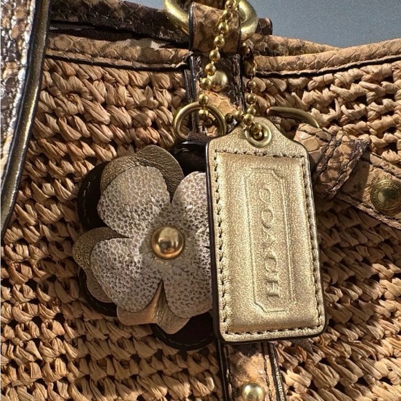 Coach Tan and Brown Woven Tote Bag - Picture 3 of 7